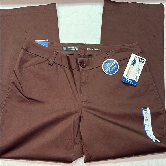 Lee Pants - Lee- Allspice Brown Straight Leg No-Gap Curvy fit stretch Chinos Size 18